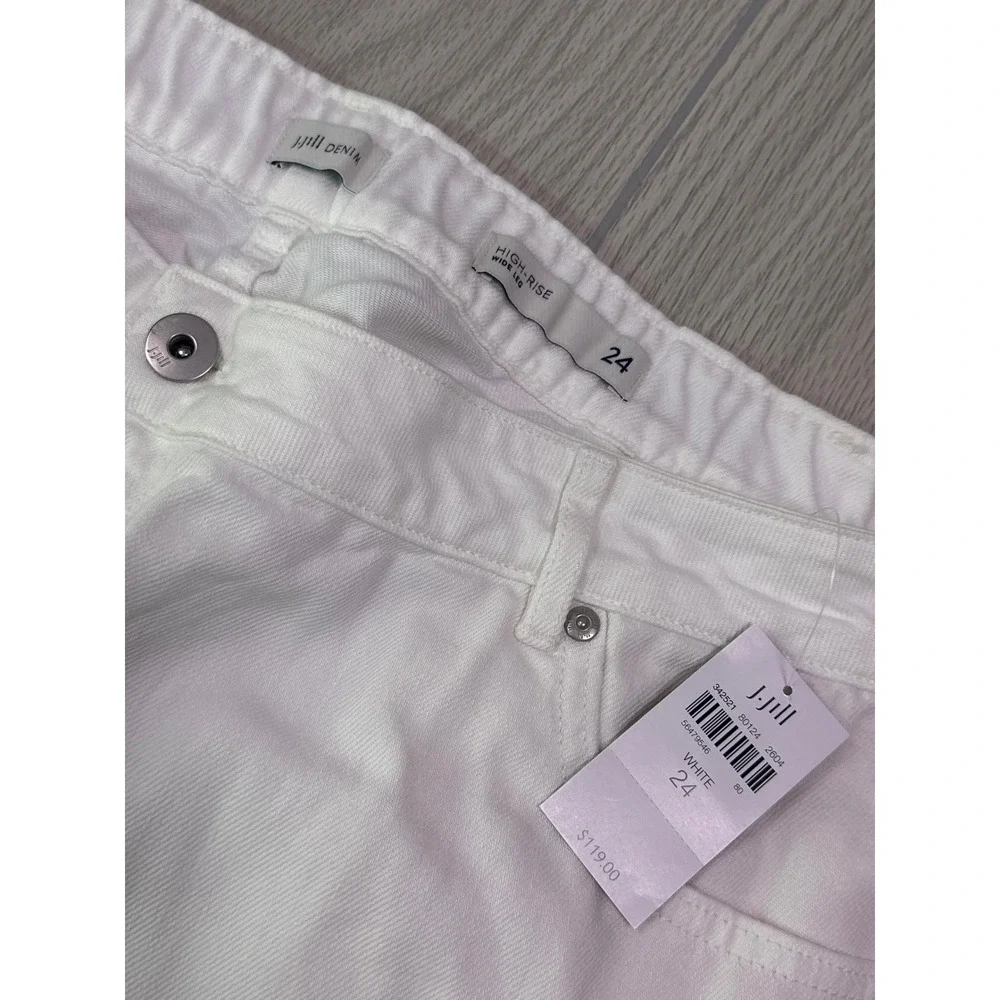 J.Jill White High-Rise Wide-Leg Denim Pants Cotton Tencel Size 24 Regular NEW